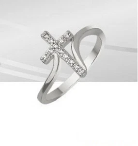 Dolly-Bijoux Bague Chrétienne Croix Pavé de Diamant Cz Argent - Picture 1 of 4