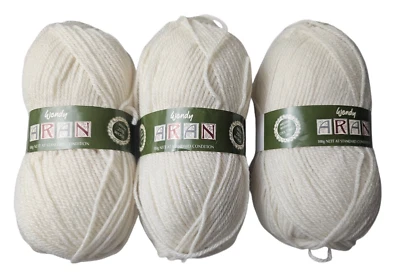 Lot of 3 Wendy Aran Wool Blend Yarn Skeins Cream Ivory #0467 ~  3.5 oz #WL647 - Image 1 of 4