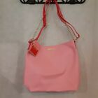 Juicy Couture Red & Pink Womens Faux Leather Shoulder Bag with Gold Chainlink 