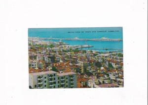 VTG. GIBRALTAR TOWN AND HARBOR POSTCARD BRITISH TERRITORY - Picture 1 of 2