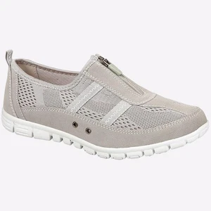 Boulevard Chloe Zip  Womens Casual Fashion Comfort Zip Shoes Wide Fit Grey - Picture 1 of 1