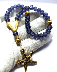 7 mm Tanzanite Hydro Gemstone Carved Pumpkin Beads Japa Mala Prayer Necklace - Bild 1 von 6