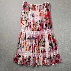 Angie Rayon Maxi Skirt XL Extra Large Floral Crochet Flowy Festival Boho Gypsy - Picture 1 of 9