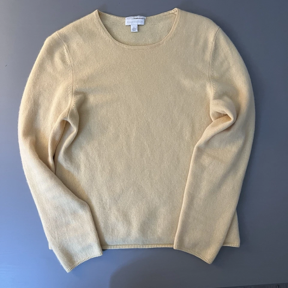 Suéter de cachemir para mujer talla L Charter Club amarillo 2 capas Foto 1 de 4