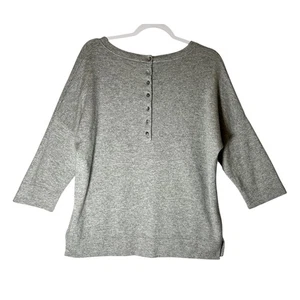Pure Collection Cashmere Sweater Sz 12 Button Back 3/4 Sleeve Gray Capsule SOFT - Picture 1 of 8