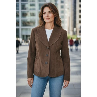 Tribal коричневый искусственной замши Blazer куртка женский размер 14 классический резинке - Изображение 1 из 4