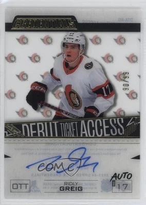 2024-25 Credentials 2024-25 Upper Deck Update 90/99 Ridly Greig #DTA-RG Auto - Image 1 of 3
