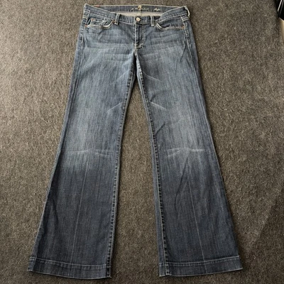 Jeans 7 Seven For All Mankind Original Dojo Acampanados Lavado Oscuro Y2K Mujer Talla 31 X 31 Foto 1 de 4