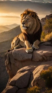Lion Sitting On A Rock Modern Wall Art Framed Canvas Picture 20x30" - Picture 1 of 1