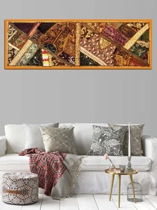 60" VERRÜCKTER QUILT STARK PERLEN PAILLETTEN SARI LÄUFER DEKOR GOBELIN WANDBEHANG - Bild 1 von 11
