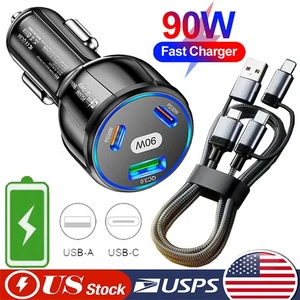 PD 90W Fast Car Charger &Type-C Cable For Samsung Galaxy A15 A16 A17 A55 A56 A25 - Picture 1 of 16