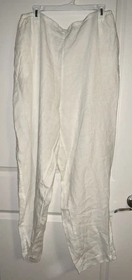 Waist: 34-44 x 29 FLAX LINEN PANTS NWOT white high rise Plus size - Image 1 of 4
