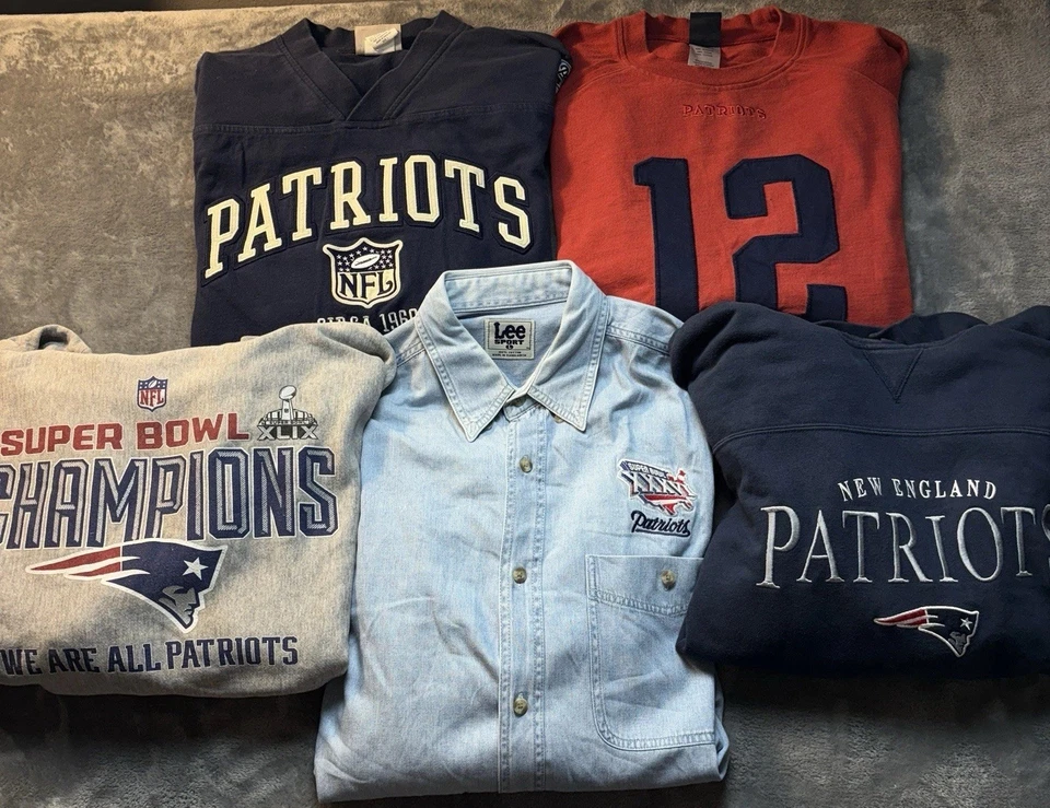 Lote De 5 New England Patriots Chaqueta Sudadera Con Capucha Camisa Para Hombres Grande y 1 Gratis Foto 1 de 4