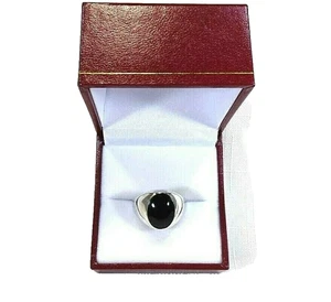 Men's Created Black Onyx Inlay Solid Sterling Silver Dome Ring-Size (9 1/4) - Picture 1 of 12