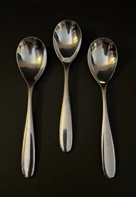 Robert Welch Stanton Set of 3 Oval Soup Spoon Stainless Flatware 18/10 Korea - Image 1 of 4