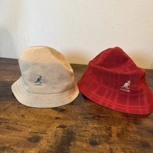 2 x Cappello Kangol Tropic Bin M Rete Traspirante Elastico Vestibilità TAN E RED CHECK - Foto 1 di 13
