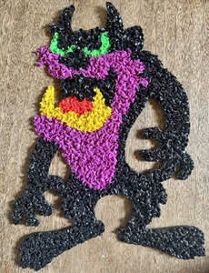 Vtg 1970s TASMANIAN DEVIL Taz MELTED PLASTIC Popcorn WALL Hanging ART - Picture 1 of 5