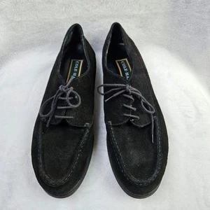 Cole Haan Black Suede Moccasin Loafers Size F6 F1261 Natural Latex Rubber - Picture 1 of 15