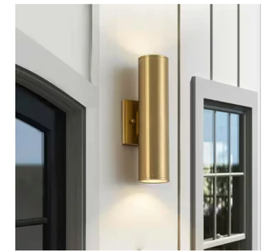 EDISLIVE Alexa 2灯黄铜集成LED气缸户外壁灯 — 第 1/4 张图片