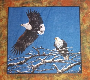 2000 ~ klassische Baumwolle ~ "Paar Adler im Winter" ~ Baumwollstoff ~ 8,75"x8,25" - Bild 1 von 3