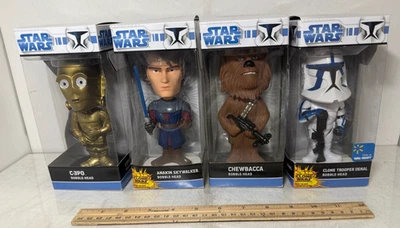 4 FUNKO ДУРАЦКИЕ ВОБЛЕРЫ ЗВЕЗДНЫЕ ВОЙНЫ Чубакка, Энакин, C3PO, качающиеся головы солдата - Изображение 1 из 4