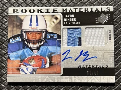 JAVON RINGER 2009 Upper Deck SPX Materials Dual Patch Rookie Auto /50 Titans RC - Image 1 of 2