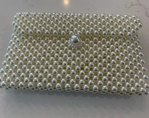 Kunstperlen Clutch Tasche Handtasche Perlen wandelbar Schulter Abendtasche 7” x 5” - Bild 1 von 10