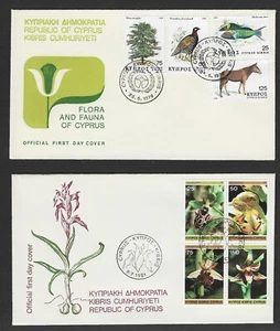 FLORA & FAUNA OF CYPRUS FISH CEDAR BIRD MULE 1979 & 1981 RARE WILD ORCHIDS 2 FDC - Picture 1 of 1