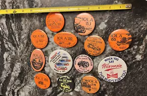 Vintage Hot Rod Buttons Lot, Iola, Old Cars Weekly, Road America Motor Craft - Picture 1 of 1