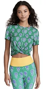 Rhode New York Workout Athletic Pilates Yoga Twist Green Floral Delaina Tee - Picture 1 of 5