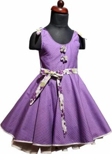 50er Jahre Kinder Petticoat Kleid Drehkleid Mädchen Punkte lila violett Blumen G - Bild 1 von 3