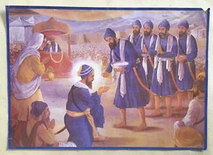 Vintage Guru Govind Singh Print Sikh Art Sikhism Punjab India Baptism Panj Pyare - Picture 1 of 10