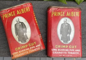 2 PRINCE ALBERT Crimpado Corte Pipa Cigarrillo Tabaco Lata BOLSILLO DE COLECCIÓN Metal Rojo - Imagen 1 de 8