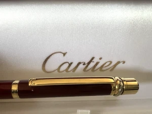 🔴 CARTIER penna sfera Trinity Vendome bordeaux placcata oro scrive con astuccio - Imagen 1 de 10