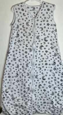 Saco de Dormir Lictin Bebé Niño 3-18M Blanco Sin Mangas Gris Luna/Estrellas Cremallera Usado en Excelente Condición Foto 1 de 4