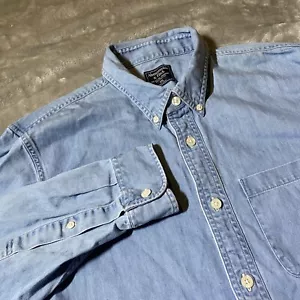Camisa para hombre Abercrombie & Fitch talla 2XL azul denim manga larga bolsillo abotonado - Imagen 1 de 6