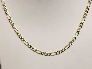 14k Yellow Gold 24" Men's Solid Figaro Curb Link Chain/Necklace 3MM 8.5grams - Picture 1 of 12