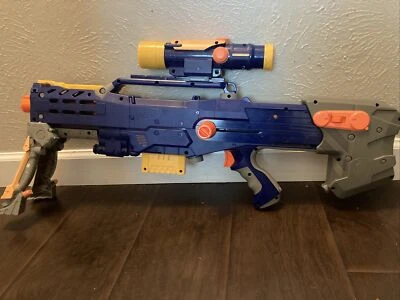 Nerf CS-6 Longshot Sniper Rifle, bipod, scope, barrel, 6 round mag - Image 1 of 4