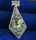 925 Sterling Silver Mexican Southwestern Abalone Inlay Slide Pendant 1.5"