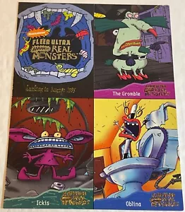 1995 Fleer Ultra Viacom Jumbo 5x7 Real Monsters 4 Card Uncut Promo Card - Picture 1 of 2