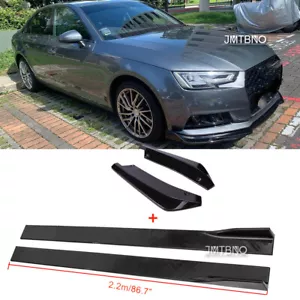 Side Skirt Splitter Lip 86.7"+ Rear Spats Splitter Spoiler For Audi A3 A4 A5 A6 - Picture 1 of 11