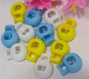 Plastic Round Toggle 1-Hole Spring Use w/ DIY Face Mask Blue Yellow White 12 set - Picture 1 of 8
