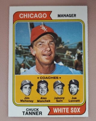 1974 Topps - #221 Johnny Sain, Chuck Tanner, Joe Lonnett (RC) - Image 1 of 2