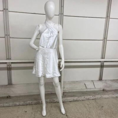 BHLDN Ruby Stretch Satin Halter Mini Dress Women's Size S Ivory - Image 1 of 4