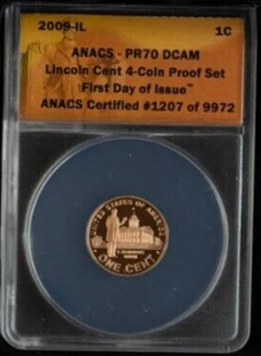 :2009-S 1C LINCOLN BICENTENNIAL ILLINOIS FDOI ANACS PR70 DEEP-CAMEO TOP POP - Image 1 of 2