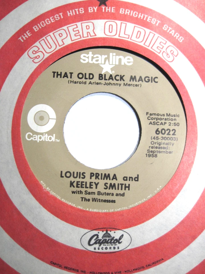 LOUIS PRIMA AND KEELEY SMITH * That Old Black Magic * 45 * VG+/ VG++ * Vinyl RI - Image 1 of 1
