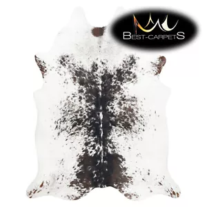 AMAZING artifical Cowhide Rug Cow printed white brown salt & pepper Large size  - Picture 1 of 6