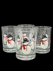 Vasos de bola baja de muñeco de nieve vintage de vidrio Pasabahce, juego de 4 barras, Turquía - Imagen 1 de 5