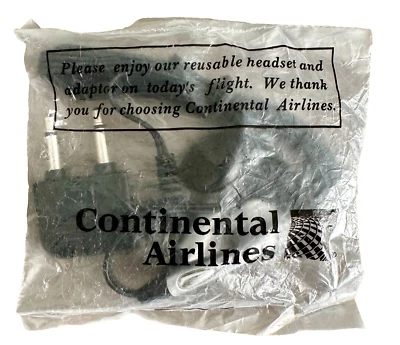 Auriculares de colección Continental Airlines años 80 en bolsa de plástico sin abrir Foto 1 de 4