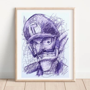 Impresión de bolígrafo Waluigi, póster artístico de Super Mario - Imagen 1 de 3